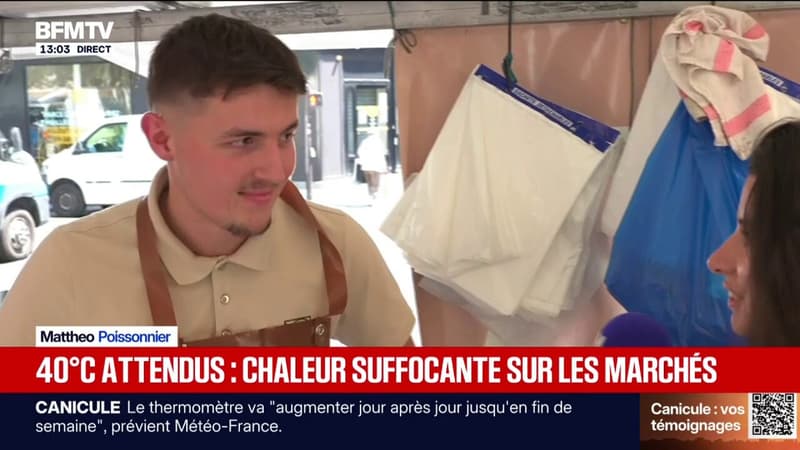 Avec jusqu'à 40°C attendus, les commerçants sur les marchés s'adaptent aux fortes chaleurs