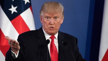 Donald Trump lors de la conférence de presse qu'il a tenu à Varsovie en Pologne le 06 juillet 2017