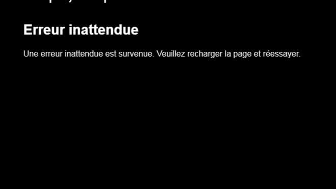 Le message d'erreur s'inscrivant sur Netflix