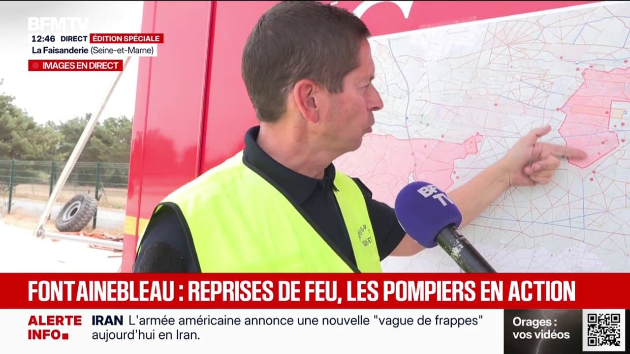 Feu de Fontainebleau: "L'objectif est que le feu ne gagne pas de terrain", assure le lieutenant-colonel Olivier Compta