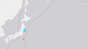 Le tremblement de terre a eu lieu à une profondeur de 54 kilomètres dans l'océan Pacifique au large de la zone de Fukushima - capture USGS