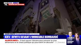 Ukraine: les envoyés spéciaux de BFMTV devant l'immeuble bombardé à Kiev