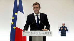 Olivier Véran le 4 février 2021 lors de la conférence de presse du gouvernement.