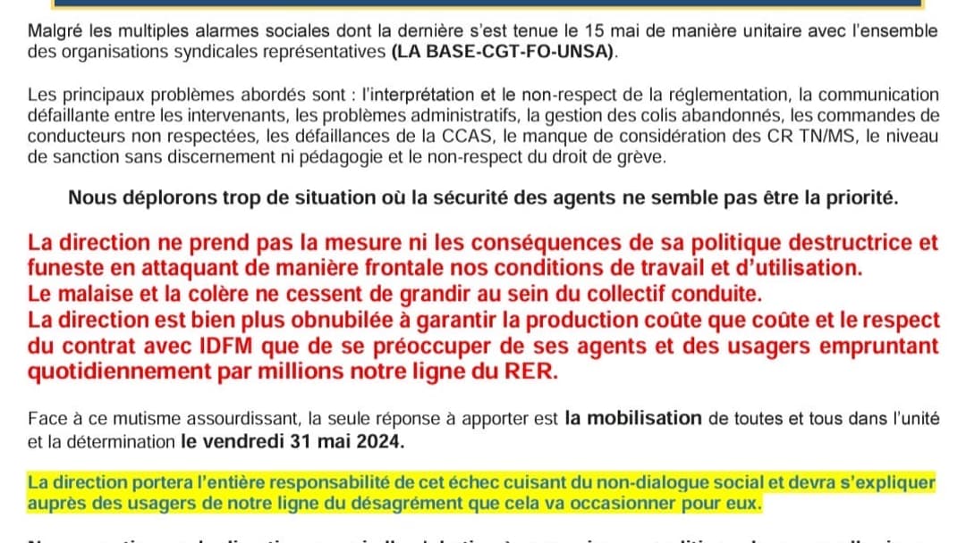 Le tract des syndicats Le tract des syndicats