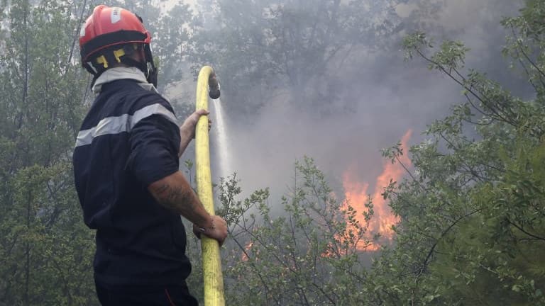 Un pompier lors d'une intervention à Castagniers près de Nice le 17 juillet 2017 (image d'illustration)