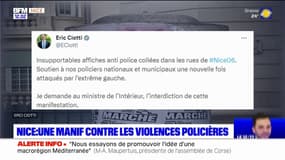 Nice: Ciotti demande à Darmanin d'interdire la manifestation contre les violences policières