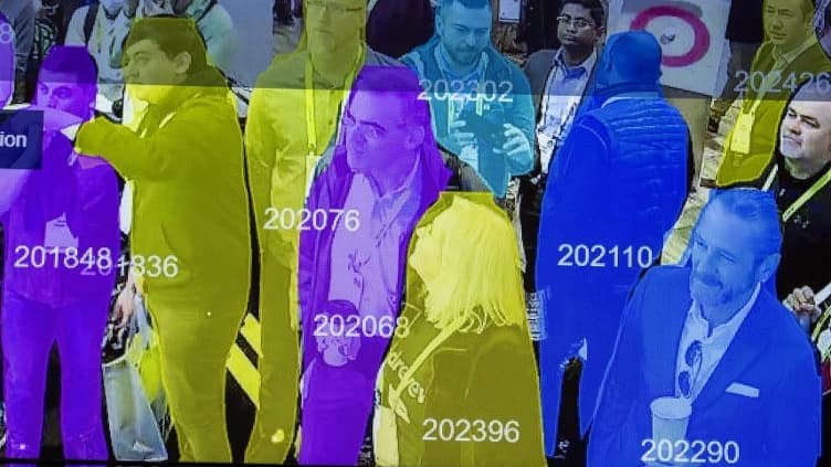 Une démonstration de reconnaissance faciale lors de l'exposition Horizon Robotics au Las Vegas Convention Center lors de la CES 2019 à Las Vegas, le 10 janvier 2019