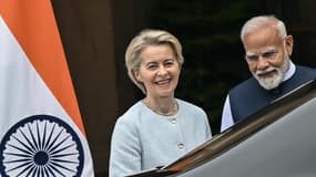 La présidente de la Commission européenne Ursula von der Leyen et le Premier ministre indien Narendra Modi.