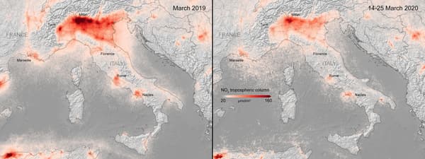 Les niveaux de dioxyde d'azote en Italie