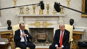 Le chancelier allemand Friedrich Merz reçu par Donald Trump à la Maison Blanche jeudi 5 mai 2025.