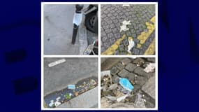 Quelques masques jetés par terre dans les rues de Paris.