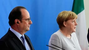 François Hollande, Angela Merkel et Matteo Renzi lors d'une conférence de presse à Berlin, le 27 juin 2016. - John MacDougall - AFP