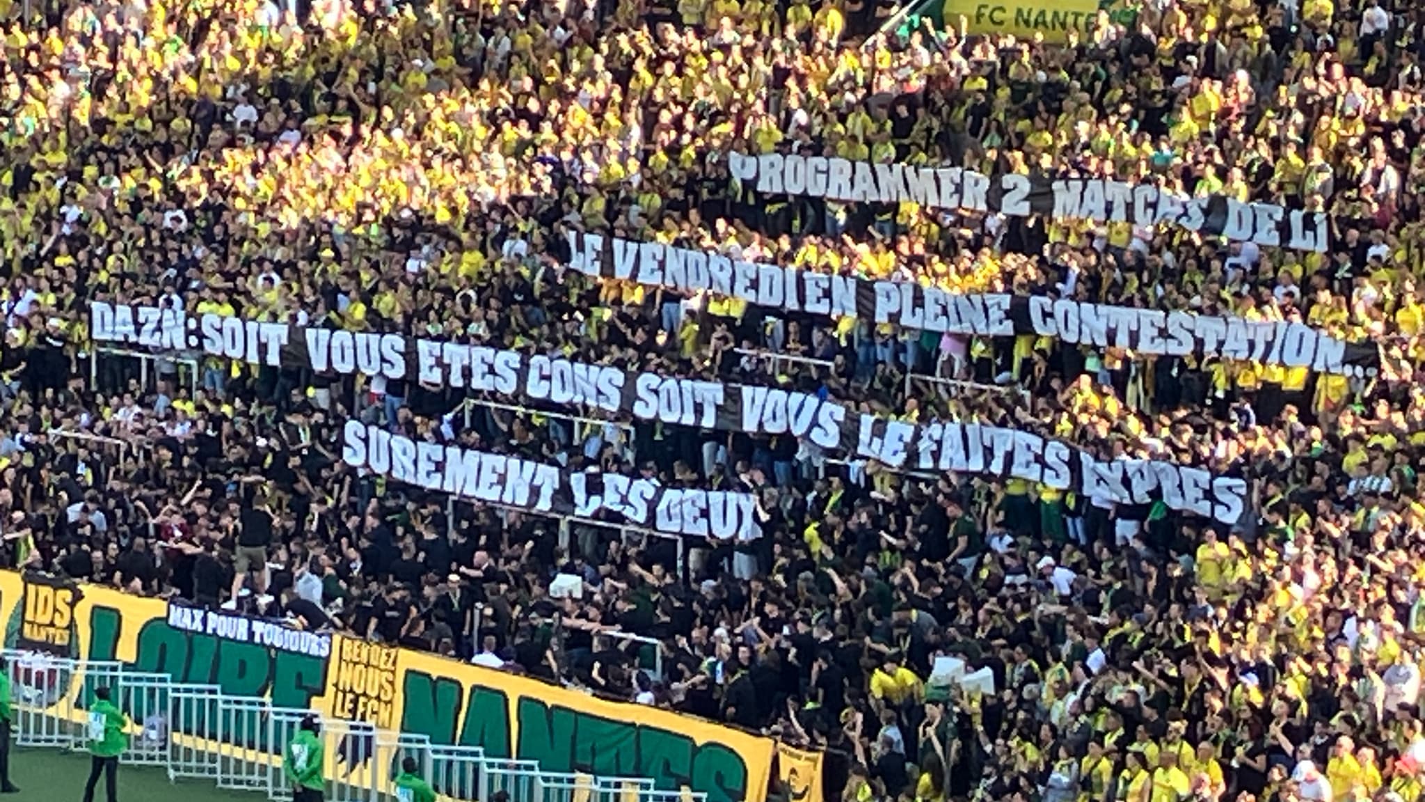 Une banderole des supporters nantais le 15 septembre 2024. Une banderole des supporters nantais le 15 septembre 2024.