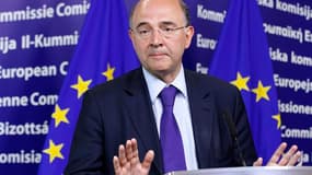 Le ministre de l'Economie et des Finances Pierre Moscovici à Bruxelles. La France a assuré lundi les autorités européennes de sa volonté de tenir ses engagements en matière de réduction des déficits publics tout en soulignant, au moment où la Commission l