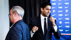 Nasser Al-Khelaïfi et Luis Campos, à Poissy le 5 juillet 2023