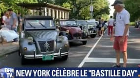 Plusieurs dizaines de Citroën de collection ont défilé ce dimanche dans les rues de New-York (Etats-Unis), afin de célébrer le 14 Juillet, "Bastille Day".