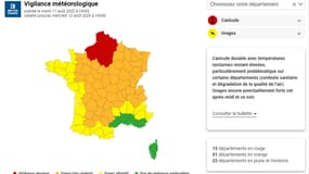 La vigilance de Météo France ce mardi 11 août.