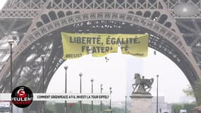 Marie-Anne Soubré "terrifiée" par l’action anti-Le Pen de Greenpeace à la tour Eiffel