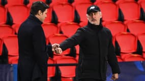 Christophe Galtier et Mauricio Pochettino lors de PSG-Lille en Coupe de France
