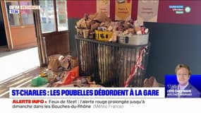 Marseille: les poubelles débordent à la gare Saint-Charles