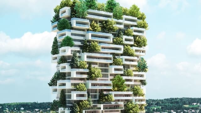 Une tour résidentielle avec des jardins suspendus