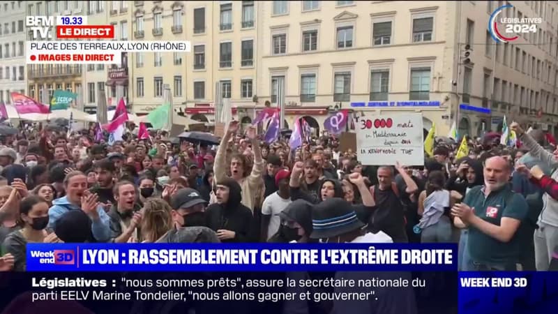 Lyon: une mobilisation contre le Rassemblement national se déroule ce soir place des Terreaux