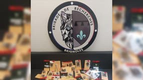 Des produits stupéfiants saisis par la Brigade de recherches (BR) de Brignoles (Var) en novembre 2024 dans des commerces de CBD.