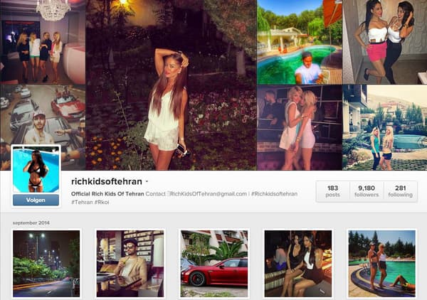 Capture d'écran du compte Instagram "richkidsoftehran"