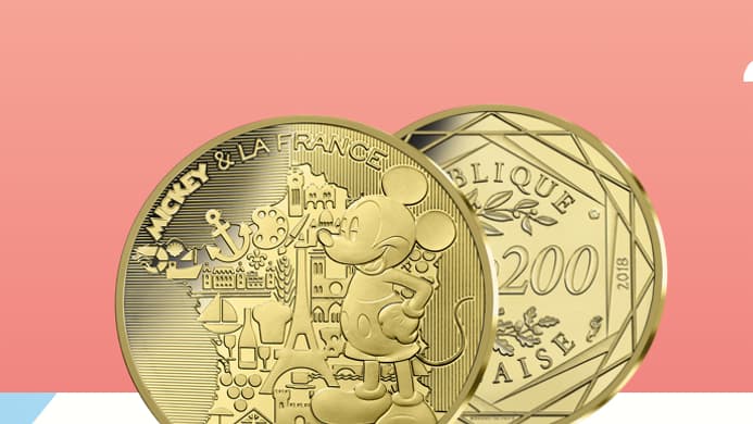 Une pièce d'or de Mickey de 200 euros