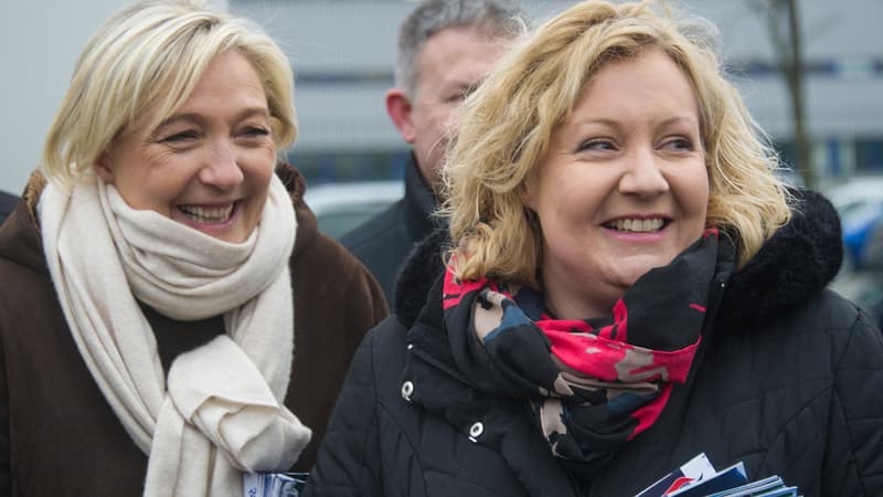 La présidente du FN Marine Le Pen et la candidate du parti dans le Doubs Sophie Montel