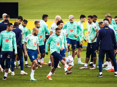 Neymar avec l'équipe du Brésil à la Coupe du monde, à Doha le 17 novembre 2022