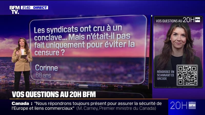 VOS QUESTIONS AU 20H - Le conclave des retraites, une stratégie pour éviter la censure?