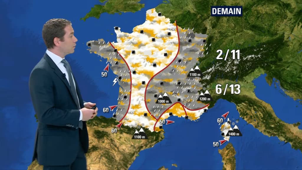 Encore des pluies à l'est tandis qu'une nouvelle perturbation aborde la France par le littoral Atlantique. Encore des pluies à l'est tandis qu'une nouvelle perturbation aborde la France par le littoral Atlantique.