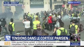 Gilets jaunes: tensions dans le cortège parisien (2/2)