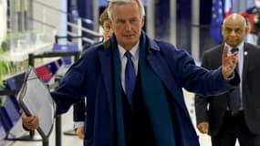 Michel Barnier au siège de LR, où les six candidats à l'investiture du parti pour la présidentielle se sont réunis le 19 octobre 2021 à Paris  