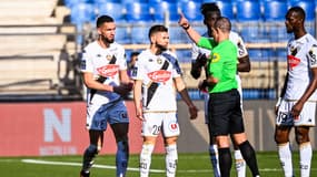 Les joueurs d'Angers face à Montpellier lors de la 26e journée de Ligue 1, le 5 mars 2023.