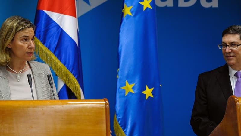 Federica Mogherini, chef de la diplomatie européenne, et Bruno Rodriguez, ministre cubain des affaires étrangères le 11 mars 2016