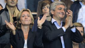 Hervé Morin et Valérie Pécresse au match Paris Saint-Germain-Lyon, le 20 septembre 2009 au Parc des Princes.