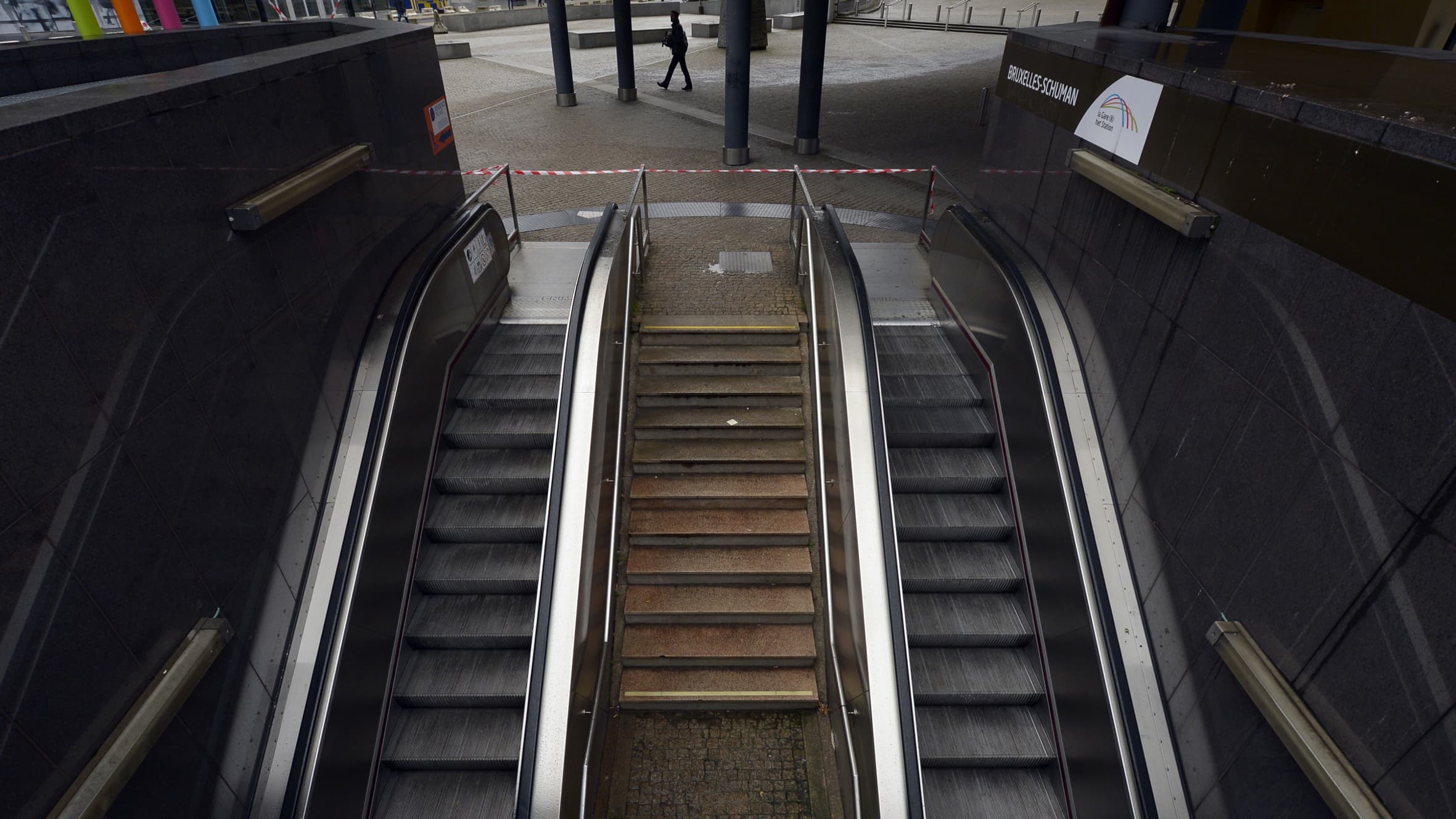 Une station de métro, à Bruxelles, le 21 novembre. Une station de métro, à Bruxelles, le 21 novembre.