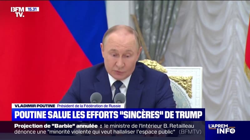 Guerre en Ukraine: à la veille du sommet en Alaska, Vladimir Poutine salue les 