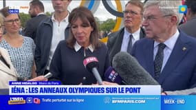 Paris: des anneaux olympiques posés provisoirement sur le pont d'Iéna
