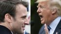 Photomontage créé le 8 mai 2017 de portraits du président élu français Emmanuel Macron et du président américain Donald Trump