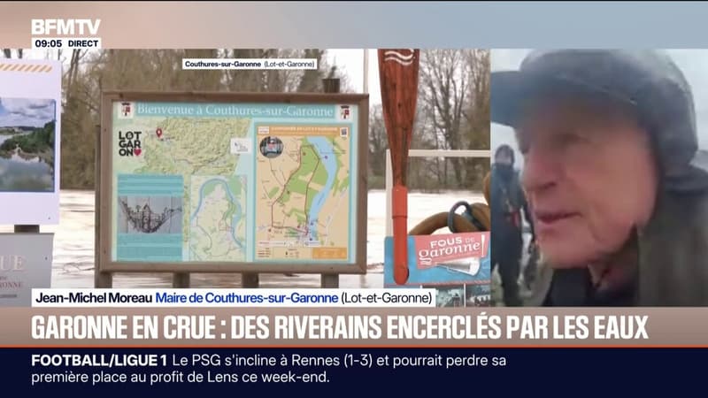 Crues de la Garonne: "Ça nous a un petit peu désarçonné parce qu'on ne pensait pas qu'elle monterait aussi vite", assure le maire de Couthures-sur-Garonne