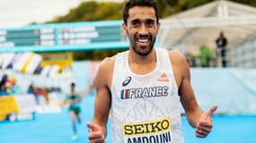 Le Français Morhad Amdouni lors des Mondiaux de semi-marathon, à Gdynia en Pologne, le 17 octobre 2020