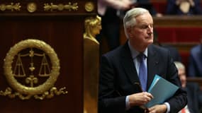 Le Premier ministre Michel Barnier au débat précédant les votes de défiance contre son administration à l'Assemblée nationale à Paris, le 4 décembre 2024.