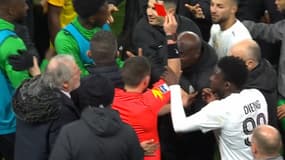 Embrouille à la fin du match entre Saint-Etienne et Angers, 23e journée de Ligue 1, 22 février 2025