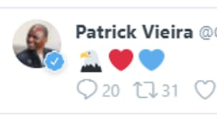 Le tweet de Patrick Vieira qui vend la mèche pour son arrivée à Palace Le tweet de Patrick Vieira qui vend la mèche pour son arrivée à Palace