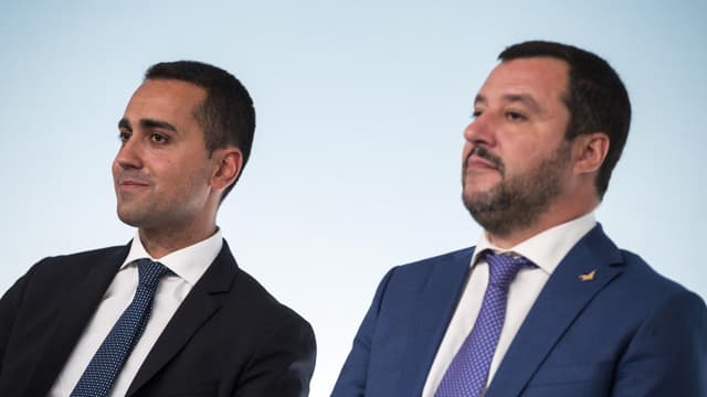 Luigi di Maio (gauche) et Matteo Salvini (droite) le 7 mai 2018 à Rome.