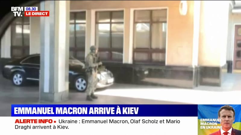 Le train d'Emmanuel Macron, Olaf Scholz et Mario Draghi vient d'arriver en gare de Kiev
