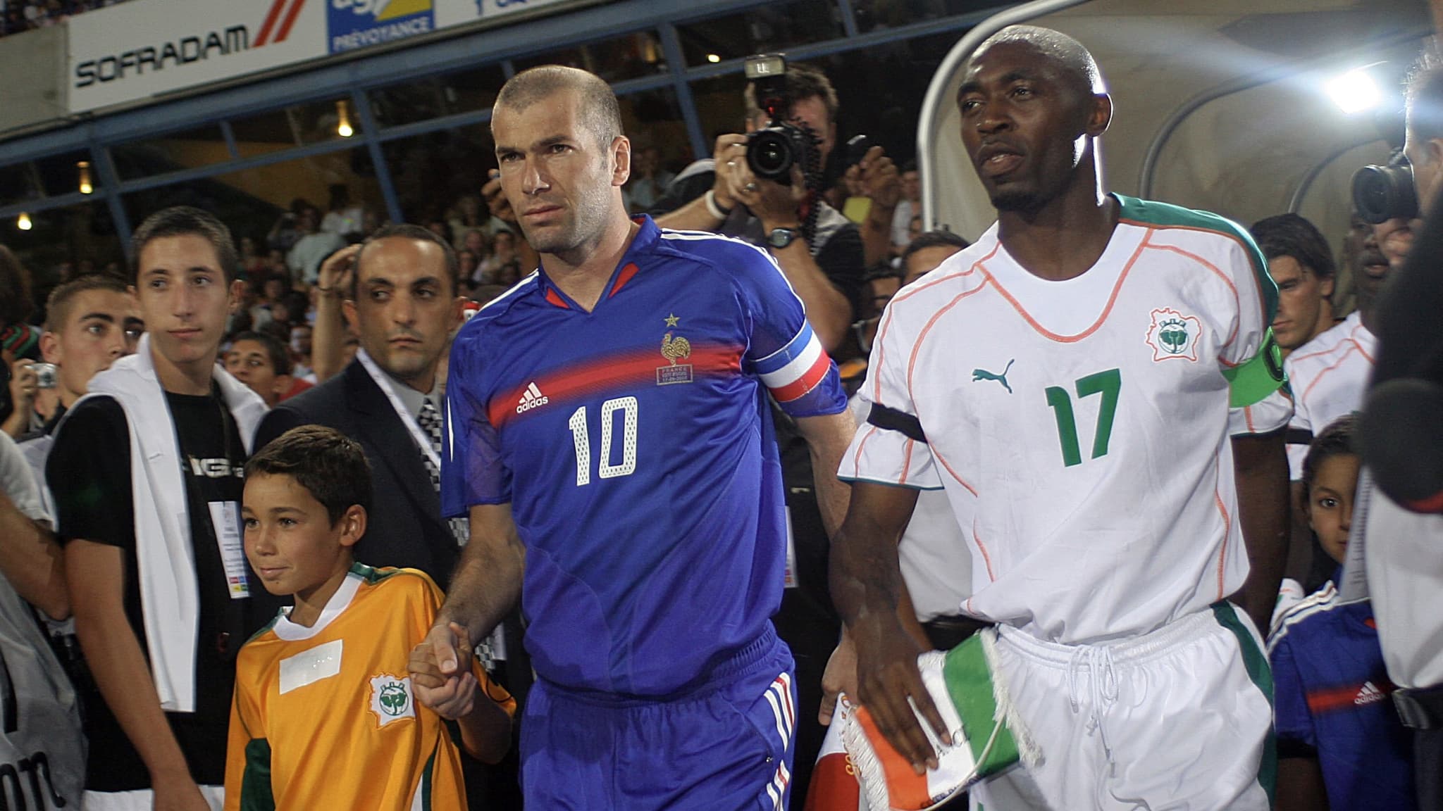 Zinédine Zidane de retour en équipe de France lors d'un match contre la Côte d'Ivoire, à Montpellier le 17 août 2005